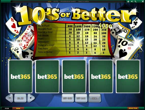 Bet365 Tens or Better