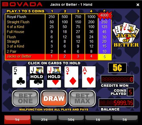 Ladbrokes Jacks or Better Video Poker